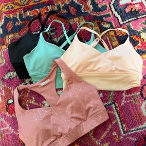 4 Forever 21 Sports Bras - Black, Mint, Peach, Pink Geometric Mesh